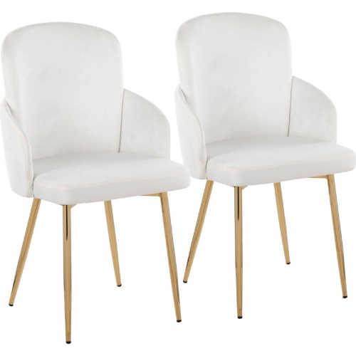 Dahlia Dining Chair in Gold Metal, Gold & Cream Velvet (Set of 2)